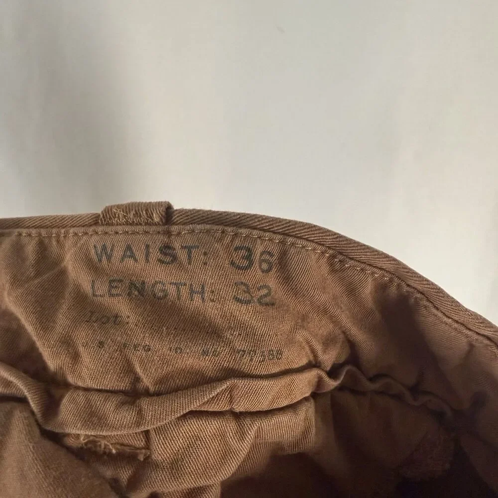 J. Crew Sun Faded Pants Men's 36x32 Brown Flat Front Chino Slash Pockets